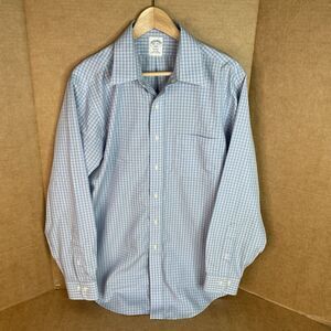 Brooks Brothers Regent Non Iron Dress Shirt, 16 1/2-4/5 Blue Checkered Button Up